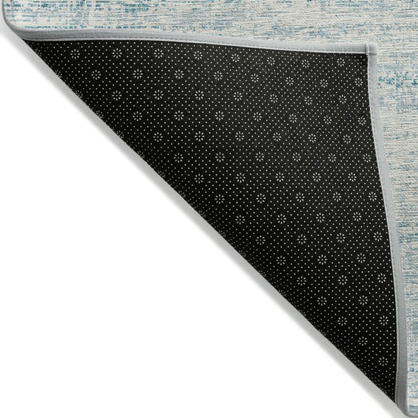 HomeRoots 9' Modern Abstract Teal Aqua and Ivory Area Rug for Indoor and Outdoor Spaces, Easy Care & Durable 9' X 12' 584672