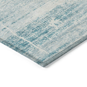 HomeRoots 9' Modern Abstract Teal Aqua and Ivory Area Rug for Indoor and Outdoor Spaces, Easy Care & Durable 9' X 12' 584672