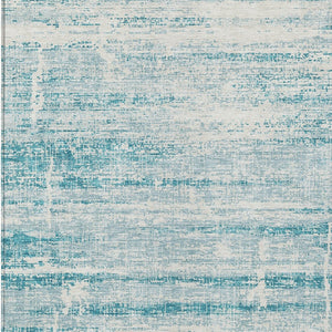 HomeRoots 9' Modern Abstract Teal Aqua and Ivory Area Rug for Indoor and Outdoor Spaces, Easy Care & Durable 9' X 12' 584672