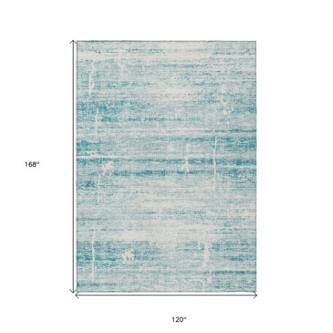 Homeroots 3' Abstract Artichoke Green And Ivory Washable Area Rug For Indoor And Outdoor Decor Solutions 10' X 14' Polyester 584673