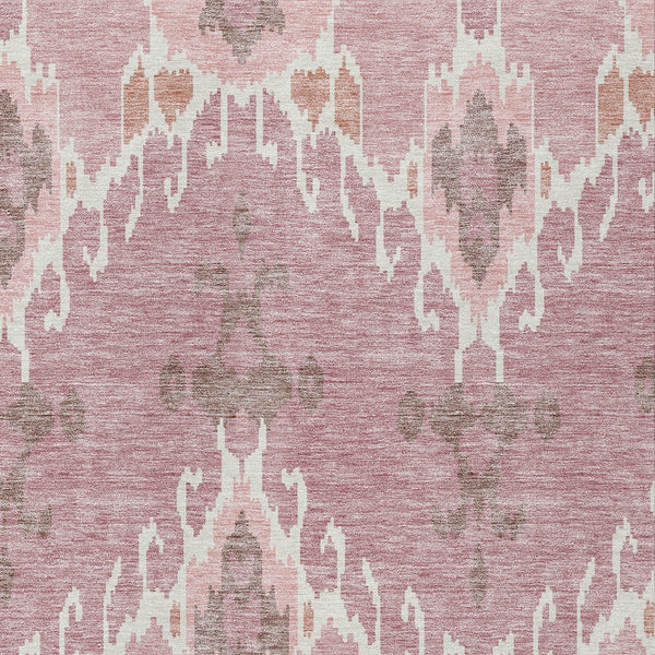 Homeroots 3' Creative Blush Pink And Ivory Ikat Washable Area Rug For Indoor Or Outdoor Spaces, Durable Design 3' X 5' Polyester 584674