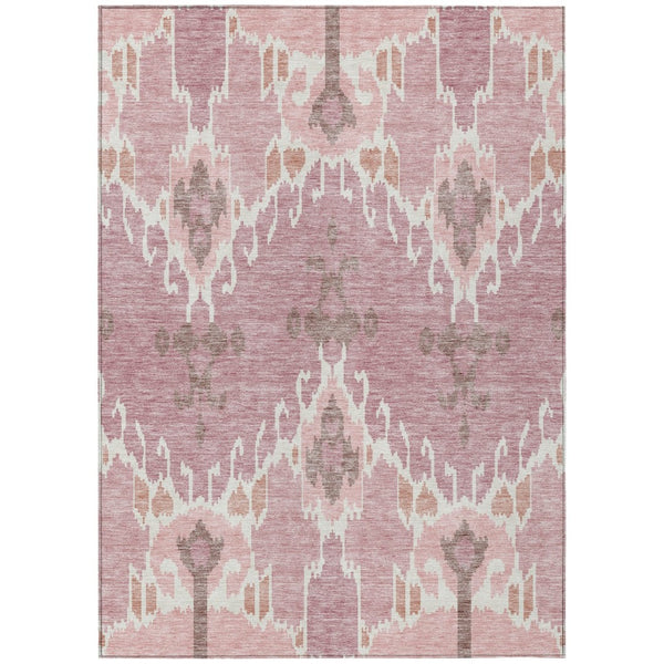 HomeRoots 9' Blush Pink and Ivory Ikat Washable Area Rug - Stylish Indoor/Outdoor Accent for Any Space 9' X 12' 584678