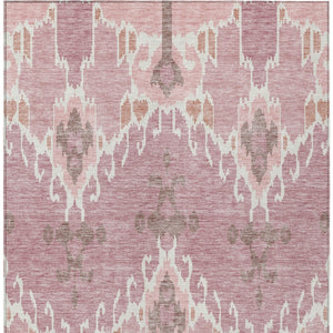 Homeroots 3' Creative Blush Pink And Ivory Ikat Washable Area Rug For Indoor Or Outdoor Spaces, Durable Design 10' X 14' Polyester 584679