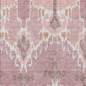 Homeroots 3' Creative Blush Pink And Ivory Ikat Washable Area Rug For Indoor Or Outdoor Spaces, Durable Design 10' X 14' Polyester 584679