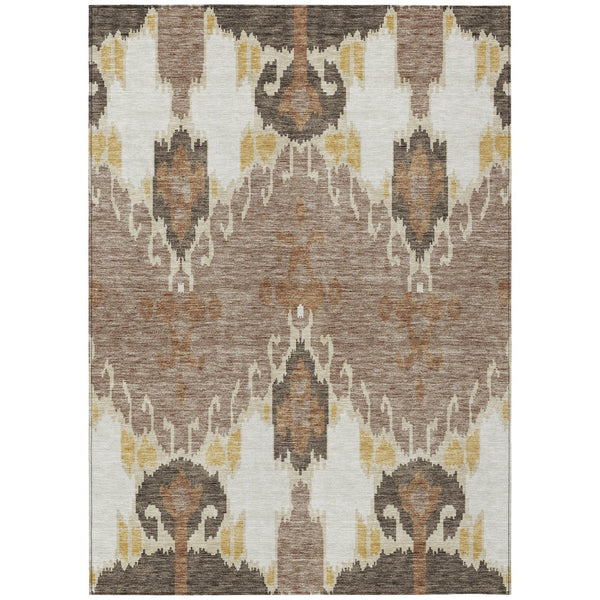 Homeroots 3' Creative Blush Pink And Ivory Ikat Washable Area Rug For Indoor Or Outdoor Spaces, Durable Design 5' X 8' Polyester 584681