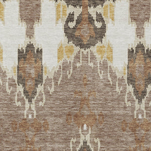 Homeroots 3' Creative Blush Pink And Ivory Ikat Washable Area Rug For Indoor Or Outdoor Spaces, Durable Design 8' X 10' Polyester 584683