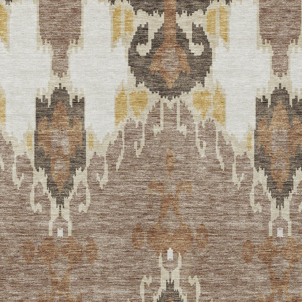 Homeroots 3' Creative Blush Pink And Ivory Ikat Washable Area Rug For Indoor Or Outdoor Spaces, Durable Design 8' X 10' Polyester 584683