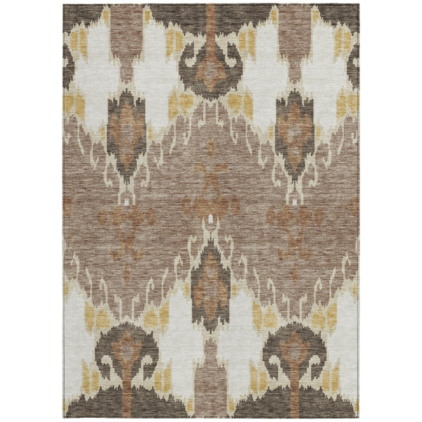 Homeroots 3' Creative Blush Pink And Ivory Ikat Washable Area Rug For Indoor Or Outdoor Spaces, Durable Design 9' X 12' Polyester 584684