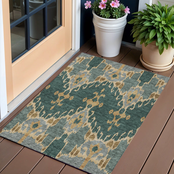 Homeroots 3' Creative Blush Pink And Ivory Ikat Washable Area Rug For Indoor Or Outdoor Spaces, Durable Design 3' X 5' Polyester 584686