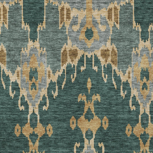 Homeroots 3' Creative Blush Pink And Ivory Ikat Washable Area Rug For Indoor Or Outdoor Spaces, Durable Design 10' X 14' Polyester 584691