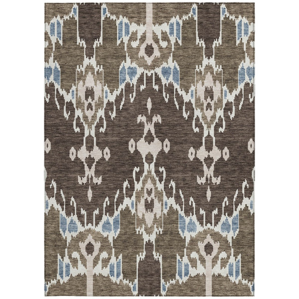 Homeroots 3' Creative Blush Pink And Ivory Ikat Washable Area Rug For Indoor Or Outdoor Spaces, Durable Design 8' X 10' Polyester 584695