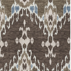 Homeroots 3' Creative Blush Pink And Ivory Ikat Washable Area Rug For Indoor Or Outdoor Spaces, Durable Design 10' X 14' Polyester 584697