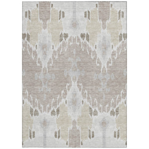 Homeroots 3' Creative Blush Pink And Ivory Ikat Washable Area Rug For Indoor Or Outdoor Spaces, Durable Design 5' X 8' Polyester 584699