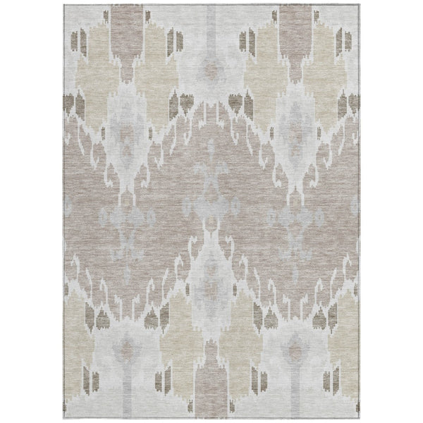 Homeroots 3' Creative Blush Pink And Ivory Ikat Washable Area Rug For Indoor Or Outdoor Spaces, Durable Design 5' X 8' Polyester 584699