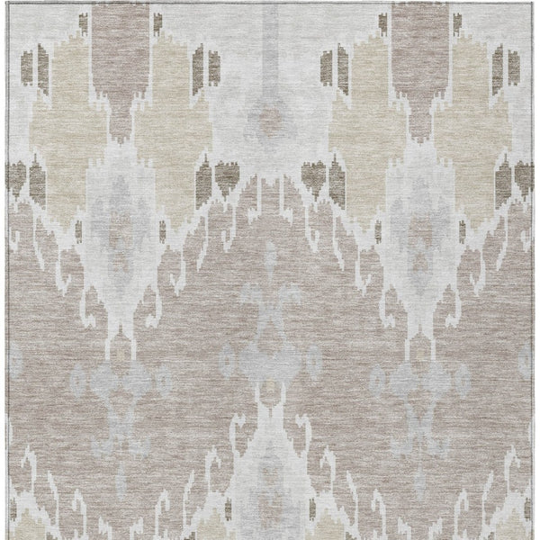 Homeroots 3' Creative Blush Pink And Ivory Ikat Washable Area Rug For Indoor Or Outdoor Spaces, Durable Design 5' X 8' Polyester 584699