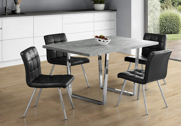 English Elm Dining Table - 60" Rectangular Grey Laminate With Chrome Legs - Modern Design For Kitchen & Dining Spaces B2710P286989