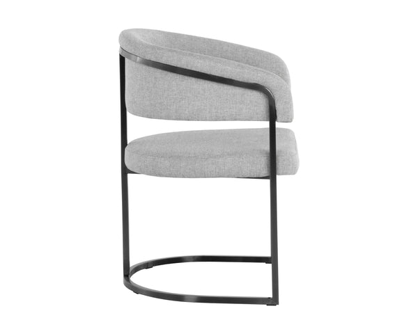 Sunpan Marris Dining Armchair - Modern Elegance with Sleek Design and Luxurious Stainless Steel Frame Gunmetal / Belfast Heather Grey