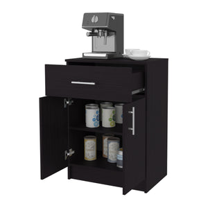 English Elm Cope Melamine Kitchen Pantry Cabinet Wengue with 2 Doors & Drawer, Compact 23.6"x33.5"x15.9" Storage Solution B128P287517