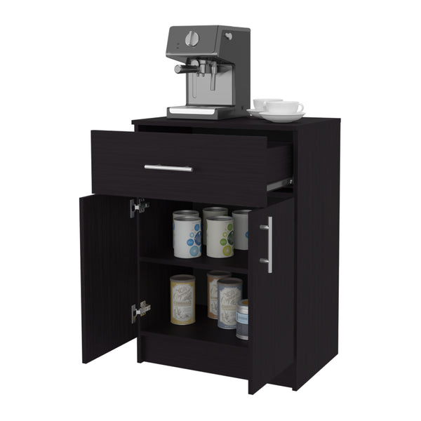 English Elm Cope Melamine Kitchen Pantry Cabinet Wengue with 2 Doors & Drawer, Compact 23.6"x33.5"x15.9" Storage Solution B128P287517