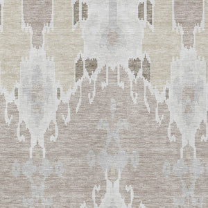 Homeroots 3' Creative Blush Pink And Ivory Ikat Washable Area Rug For Indoor Or Outdoor Spaces, Durable Design 8' X 10' Polyester 584701