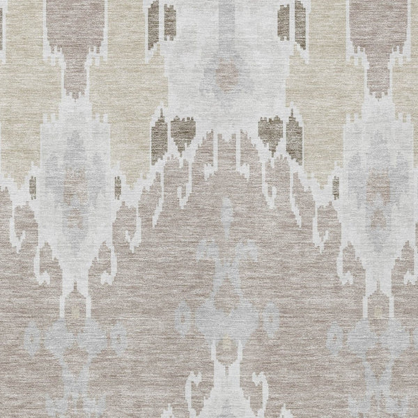 Homeroots 3' Creative Blush Pink And Ivory Ikat Washable Area Rug For Indoor Or Outdoor Spaces, Durable Design 8' X 10' Polyester 584701