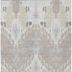 Homeroots 3' Creative Blush Pink And Ivory Ikat Washable Area Rug For Indoor Or Outdoor Spaces, Durable Design 9' X 12' Polyester 584702