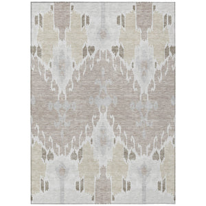 HomeRoots 9' Ikat Washable Area Rug in Ivory Beige and Taupe - Durable, Stylish for Indoor and Outdoor Spaces 9' X 12' 584702