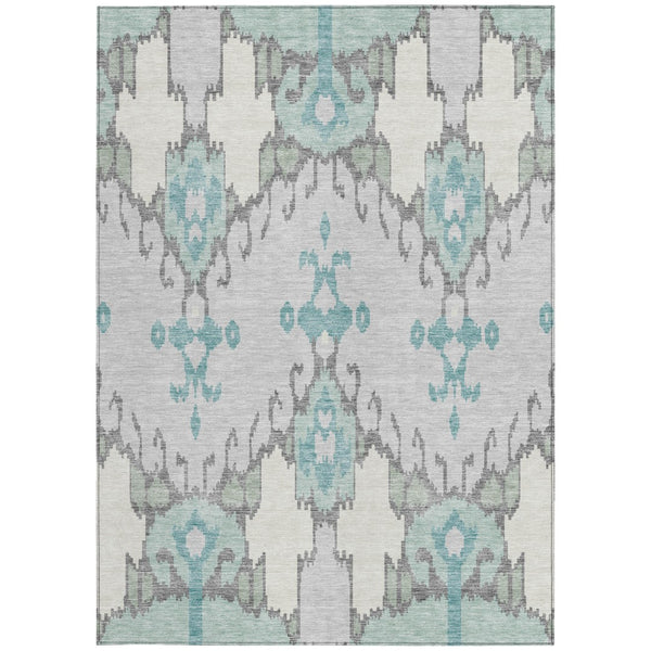 Homeroots 3' Creative Blush Pink And Ivory Ikat Washable Area Rug For Indoor Or Outdoor Spaces, Durable Design 5' X 8' Polyester 584705
