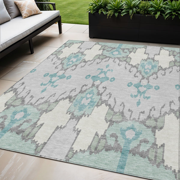 Homeroots 3' Creative Blush Pink And Ivory Ikat Washable Area Rug For Indoor Or Outdoor Spaces, Durable Design 5' X 8' Polyester 584705