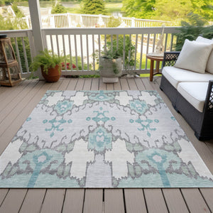 Homeroots 3' Creative Blush Pink And Ivory Ikat Washable Area Rug For Indoor Or Outdoor Spaces, Durable Design 8' X 10' Polyester 584707