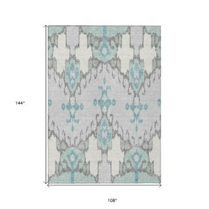 Homeroots 3' Creative Blush Pink And Ivory Ikat Washable Area Rug For Indoor Or Outdoor Spaces, Durable Design 9' X 12' Polyester 584708