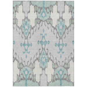 HomeRoots 5' Refreshing Mint Green Teal Blue Ivory Ikat Indoor Outdoor Area Rug - Stylish & Durable Design 10' X 14' 584709
