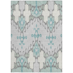 Homeroots 3' Creative Blush Pink And Ivory Ikat Washable Area Rug For Indoor Or Outdoor Spaces, Durable Design 10' X 14' Polyester 584709