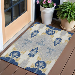 Homeroots 3' Creative Blush Pink And Ivory Ikat Washable Area Rug For Indoor Or Outdoor Spaces, Durable Design 3' X 5' Polyester 584710