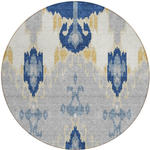 Homeroots 3' Creative Blush Pink And Ivory Ikat Washable Area Rug For Indoor Or Outdoor Spaces, Durable Design 8' Round Polyester 584712