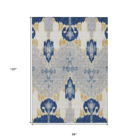 Homeroots 3' Creative Blush Pink And Ivory Ikat Washable Area Rug For Indoor Or Outdoor Spaces, Durable Design 8' X 10' Polyester 584713