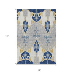 Homeroots 3' Creative Blush Pink And Ivory Ikat Washable Area Rug For Indoor Or Outdoor Spaces, Durable Design 9' X 12' Polyester 584714