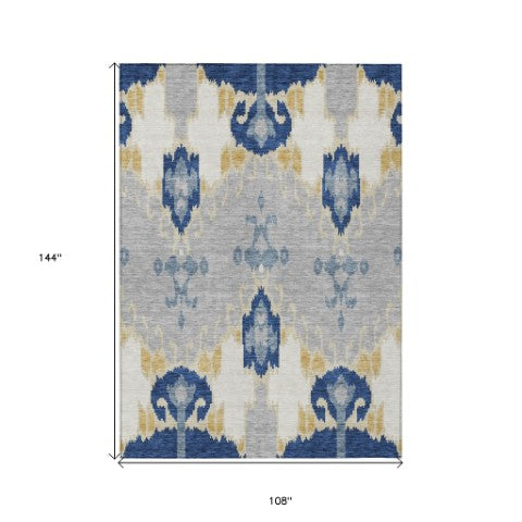 Homeroots 3' Creative Blush Pink And Ivory Ikat Washable Area Rug For Indoor Or Outdoor Spaces, Durable Design 9' X 12' Polyester 584714