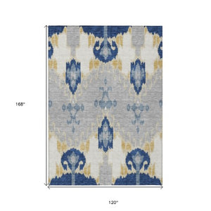 Homeroots 3' Creative Blush Pink And Ivory Ikat Washable Area Rug For Indoor Or Outdoor Spaces, Durable Design 10' X 14' Polyester 584715