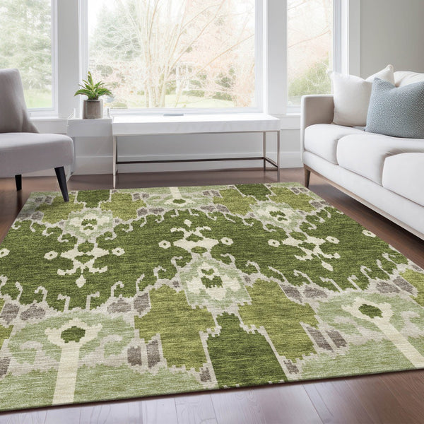 Homeroots 3' Creative Blush Pink And Ivory Ikat Washable Area Rug For Indoor Or Outdoor Spaces, Durable Design 3' X 5' Polyester 584716