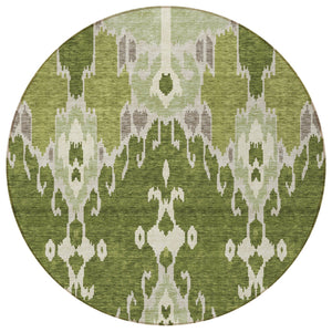 Homeroots 3' Creative Blush Pink And Ivory Ikat Washable Area Rug For Indoor Or Outdoor Spaces, Durable Design 8' Round Polyester 584718