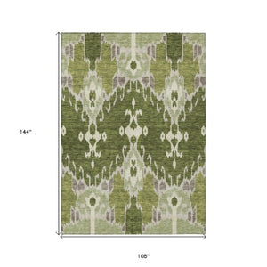 Homeroots 3' Creative Blush Pink And Ivory Ikat Washable Area Rug For Indoor Or Outdoor Spaces, Durable Design 9' X 12' Polyester 584720