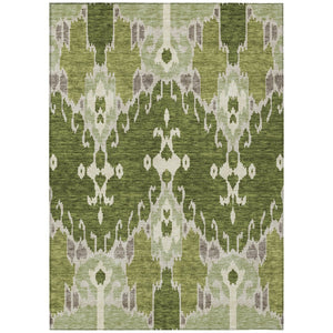 HomeRoots 9' Olive and Artichoke Green Ikat Area Rug - Durable, Washable, Stylish for Indoor and Outdoor Use 9' X 12' 584720