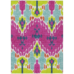HomeRoots 9' Vibrant Ikat Area Rug - Washable, Heavy-Duty, Indoor/Outdoor, Perfect for High-Traffic Spaces 9' X 12' 584726