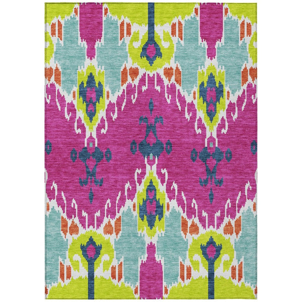HomeRoots 9' Vibrant Ikat Area Rug - Washable, Heavy-Duty, Indoor/Outdoor, Perfect for High-Traffic Spaces 9' X 12' 584726