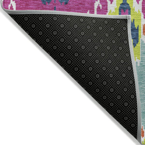 Homeroots 3' Creative Blush Pink And Ivory Ikat Washable Area Rug For Indoor Or Outdoor Spaces, Durable Design 9' X 12' Polyester 584726