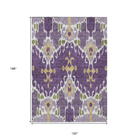 Homeroots 3' Creative Blush Pink And Ivory Ikat Washable Area Rug For Indoor Or Outdoor Spaces, Durable Design 10' X 14' Polyester 584733