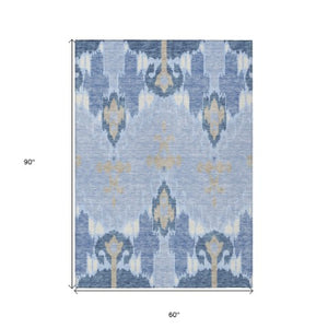 Homeroots 3' Creative Blush Pink And Ivory Ikat Washable Area Rug For Indoor Or Outdoor Spaces, Durable Design 5' X 8' Polyester 584735