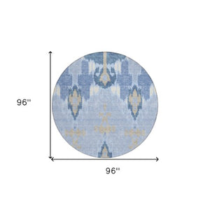 Homeroots 3' Creative Blush Pink And Ivory Ikat Washable Area Rug For Indoor Or Outdoor Spaces, Durable Design 8' Round Polyester 584736