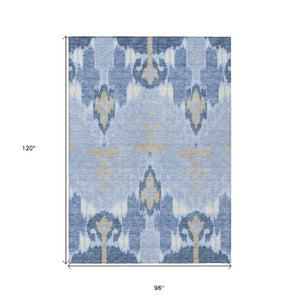 Homeroots 3' Creative Blush Pink And Ivory Ikat Washable Area Rug For Indoor Or Outdoor Spaces, Durable Design 8' X 10' Polyester 584737